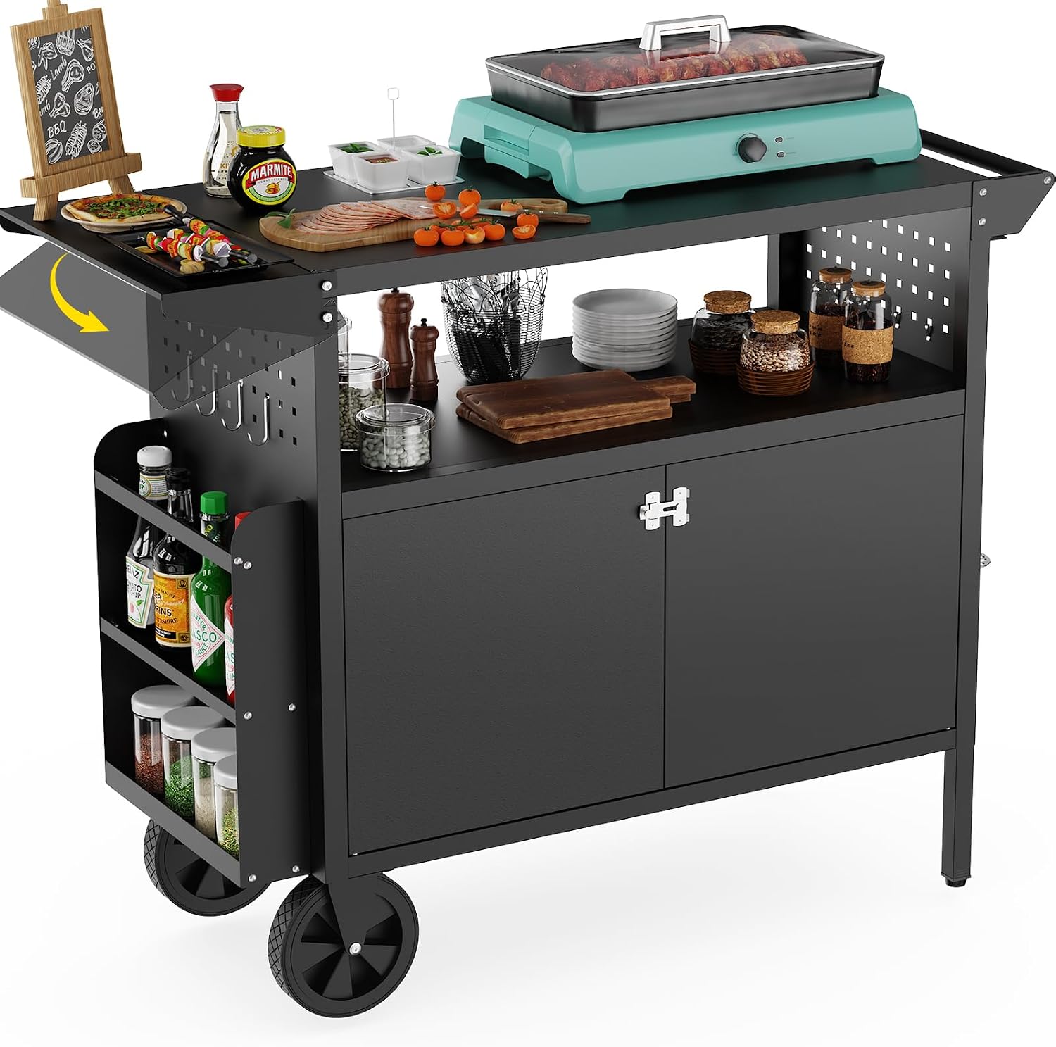 Outdoor Camping Table With Storage - Outdoor Grill Cart Table With Storage