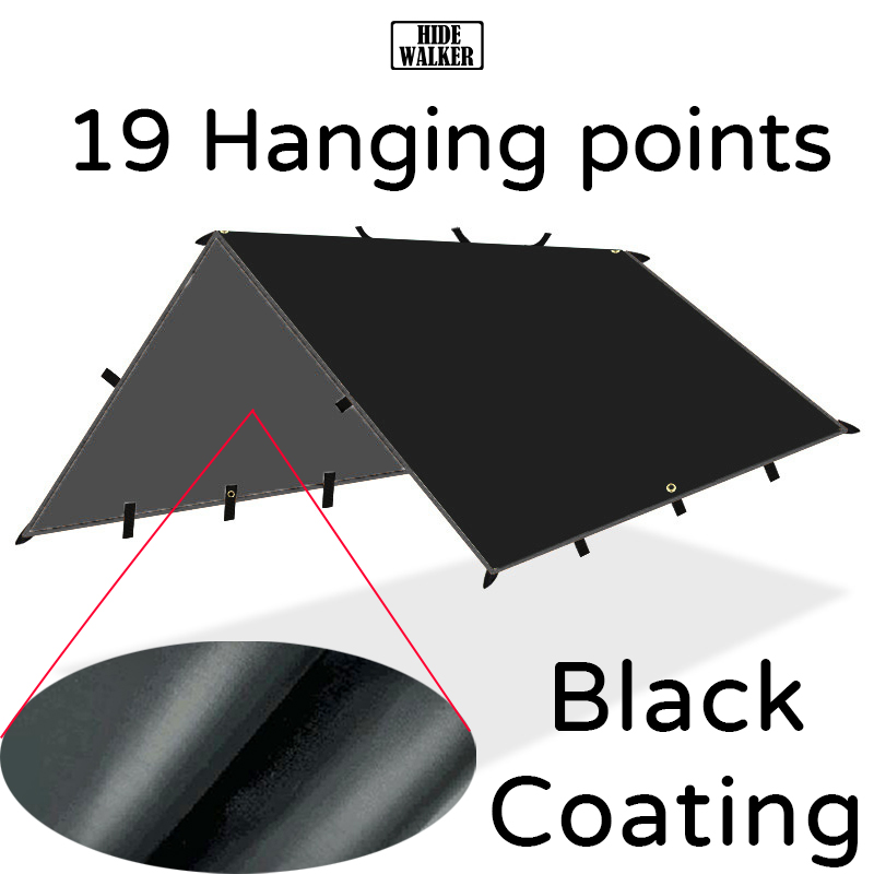 Waterproof Tarp Shelter - 19 Hanging Points Black Coating Tarp