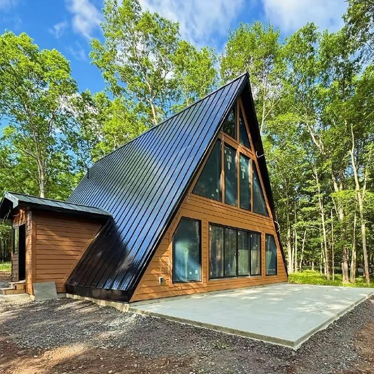 Outdoor Camping And Glamping - Customizable Triangular Wooden House Anti-corrosion Steel