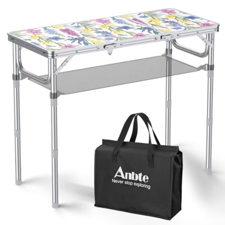 Outdoor Camping Table With Storage - 3ft Folding Camping Table with Storage