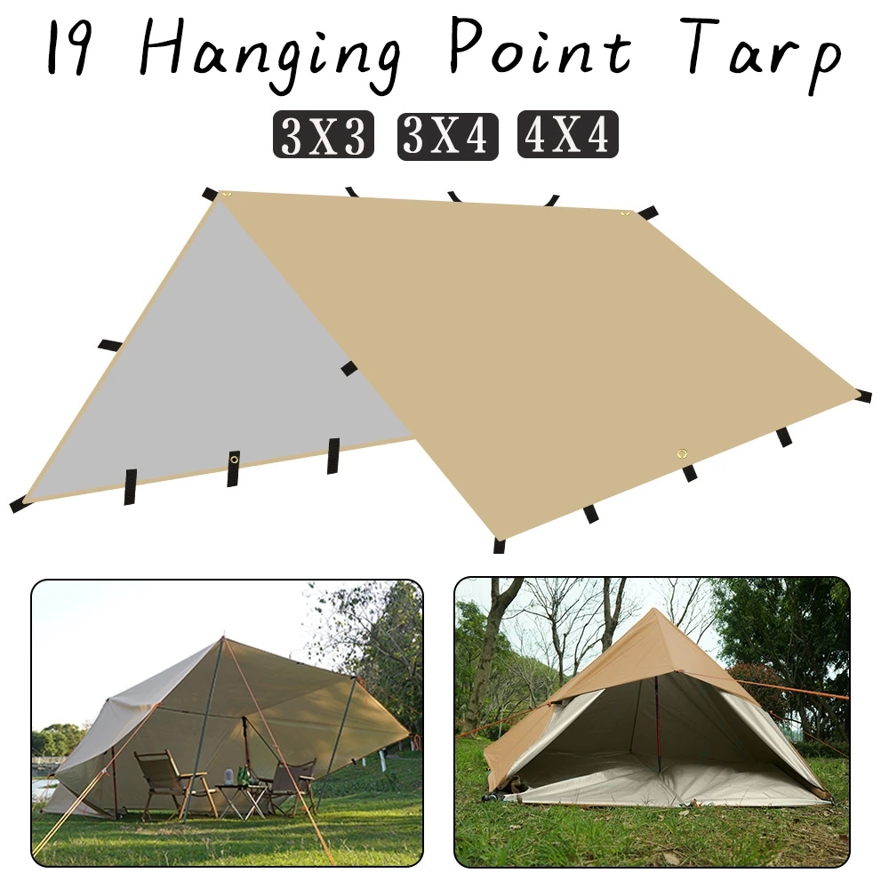4x4m 4x3m 3x3m 19 Hang Points  - Waterproof Tarp Shelter 评论和价格