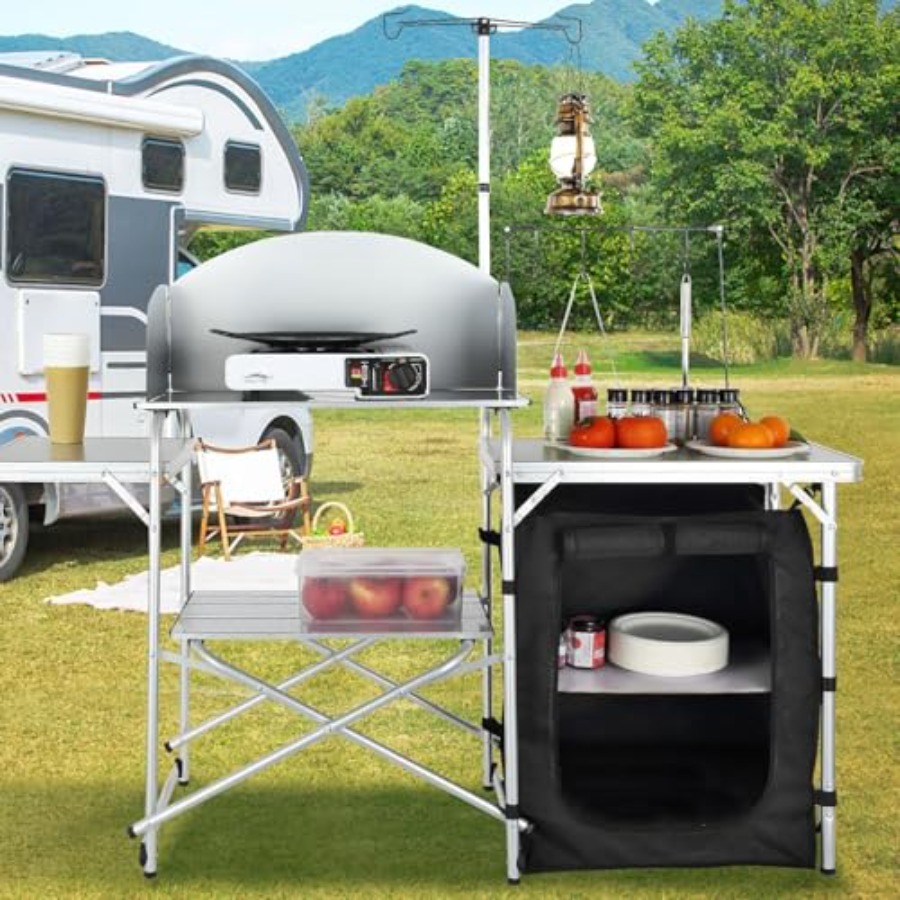 Camping Kitchen Table, Folding - Outdoor Camping Table With Storage 评论和价格
