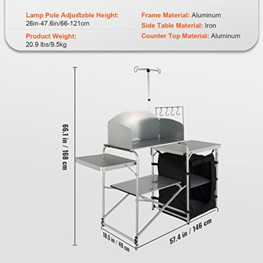 Camping Kitchen Table, Folding - Outdoor Camping Table With Storage 评论和价格