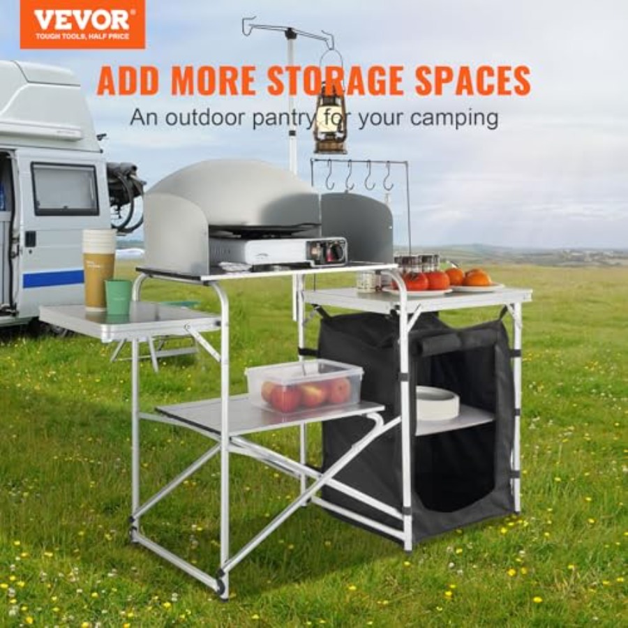 Camping Kitchen Table, Folding - Outdoor Camping Table With Storage 评论和价格