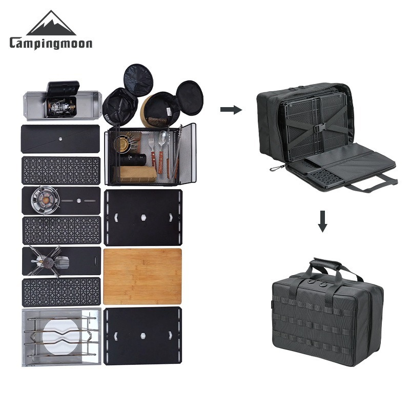 CAMPINGMOON Large Capacity Sto - Outdoor Camping Table With Storage 评论和价格