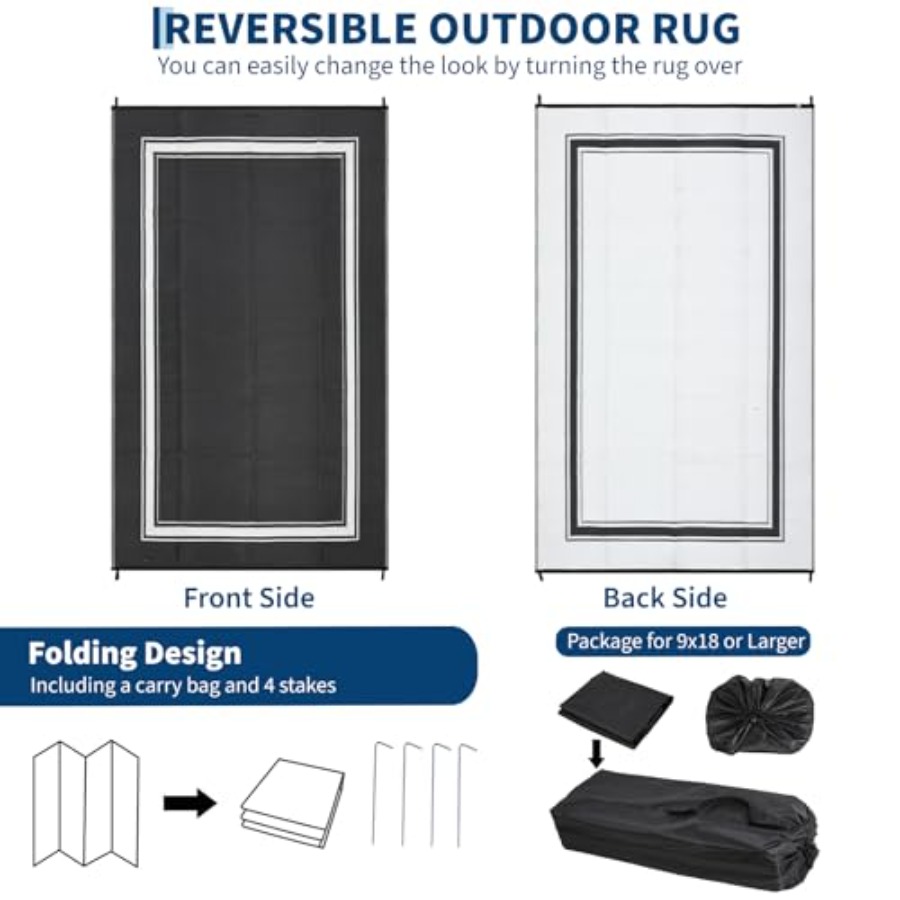 Outdoor Rug for Patio 9x18: Wa - Outdoor Camping Rugs 9X18 评论和价格
