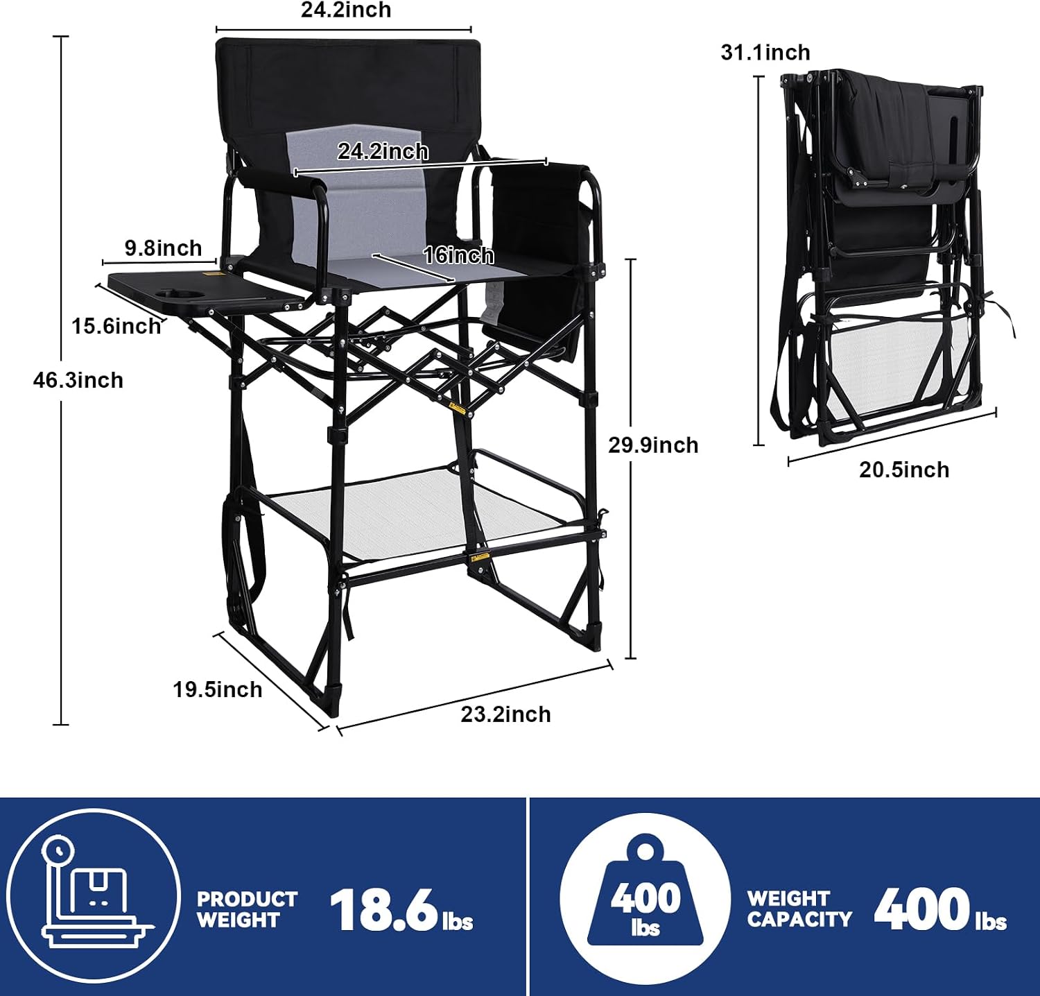 2 Pack Extra Tall Folding Camp - Outdoor Camping Table With Storage 评论和价格
