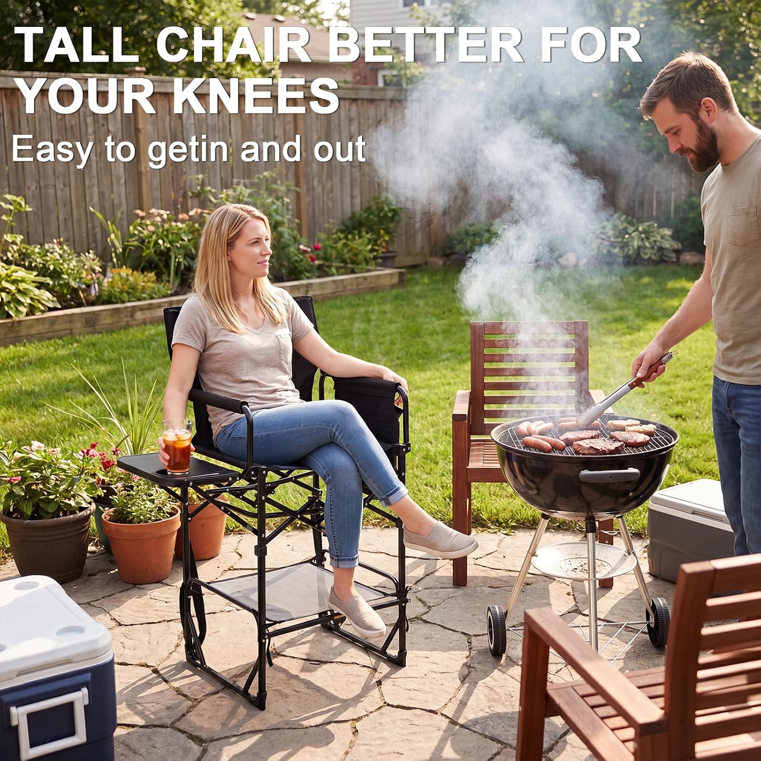 2 Pack Extra Tall Folding Camp - Outdoor Camping Table With Storage 评论和价格