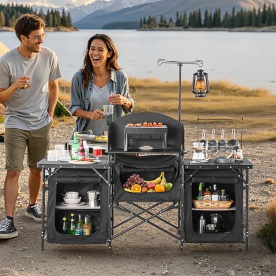 Camping Kitchen Table, Outdoor - Outdoor Camping Table With Storage 评论和价格