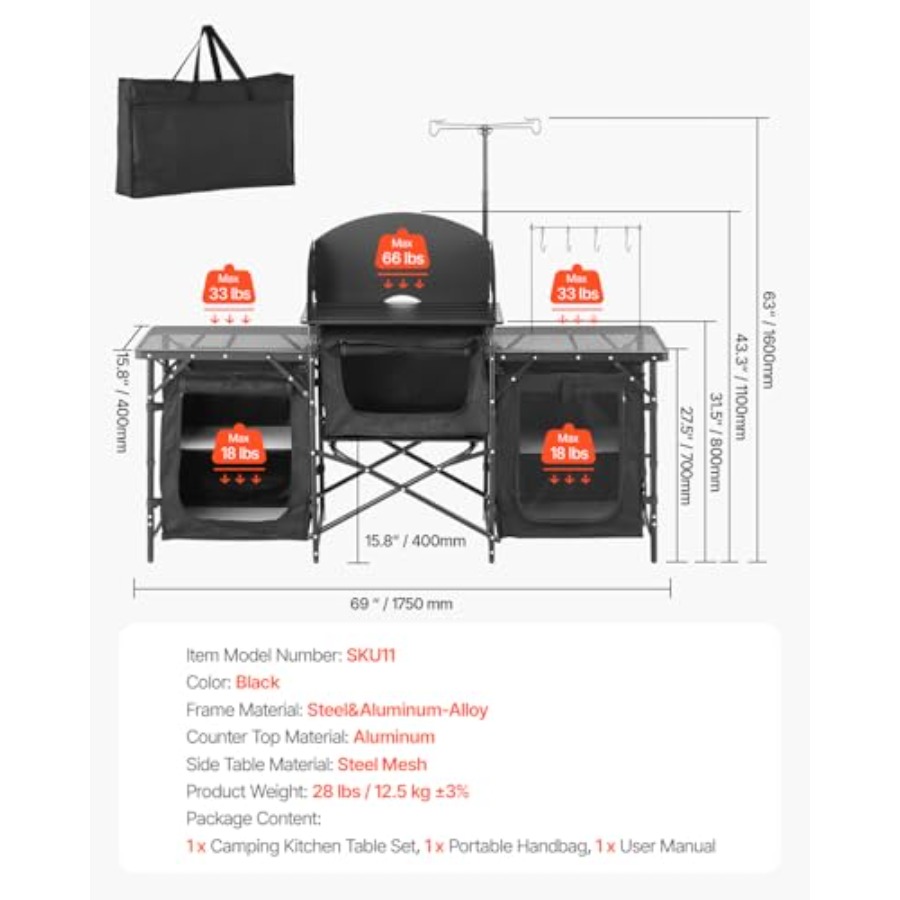 Camping Kitchen Table, Outdoor - Outdoor Camping Table With Storage 评论和价格